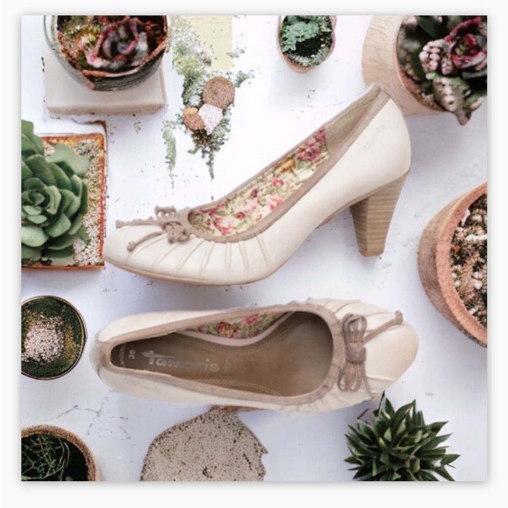 Tamaris Pump -Genuine Leather -Contrast trim-bow detail-floral lining -S… - Picture 4 of 16
